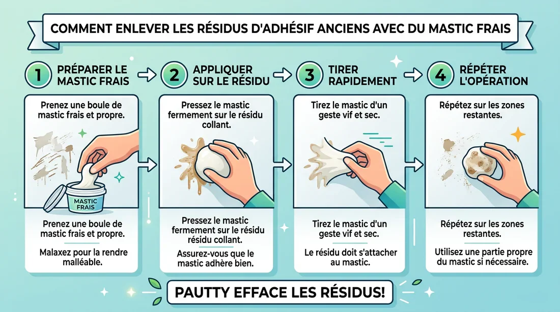 Infographie illustrant la technique du tamponnage avec de la pâte adhésive