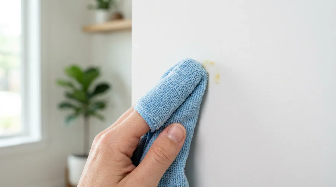 Utilisation d'un chiffon doux pour enlever les traces de pâte adhésive