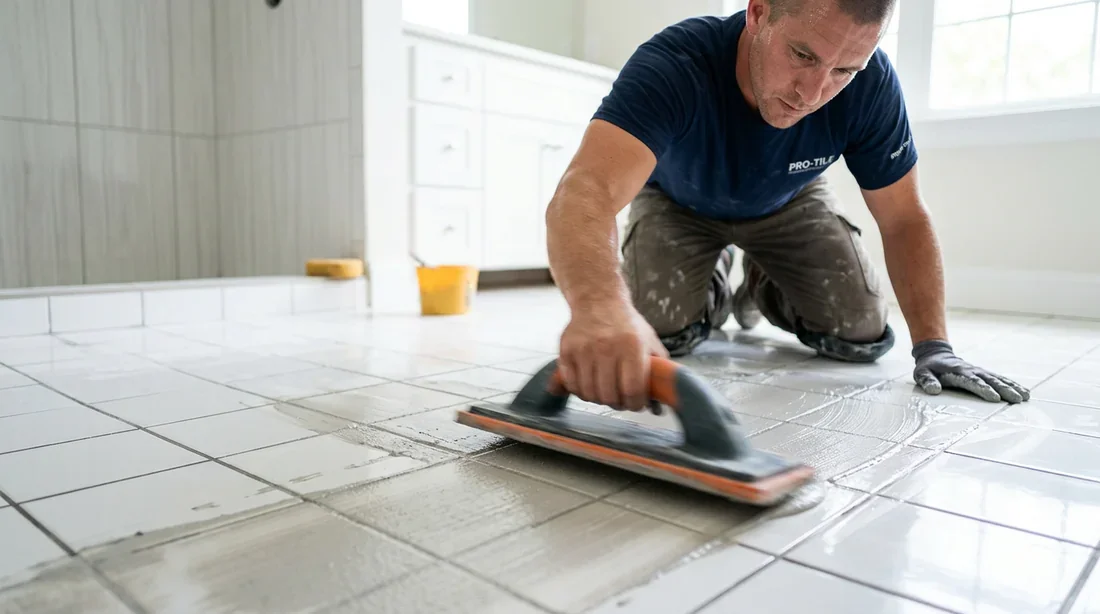 Application du nouveau mortier à joint avec une taloche