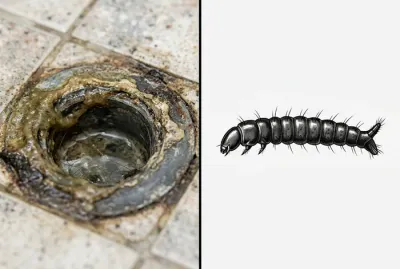 Comparaison entre une canalisation encrassée et une larve de mouche de canalisation