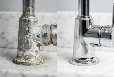 Comparaison avant après détartrage de robinet