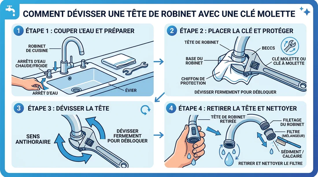 Schéma technique de démontage d'un robinet
