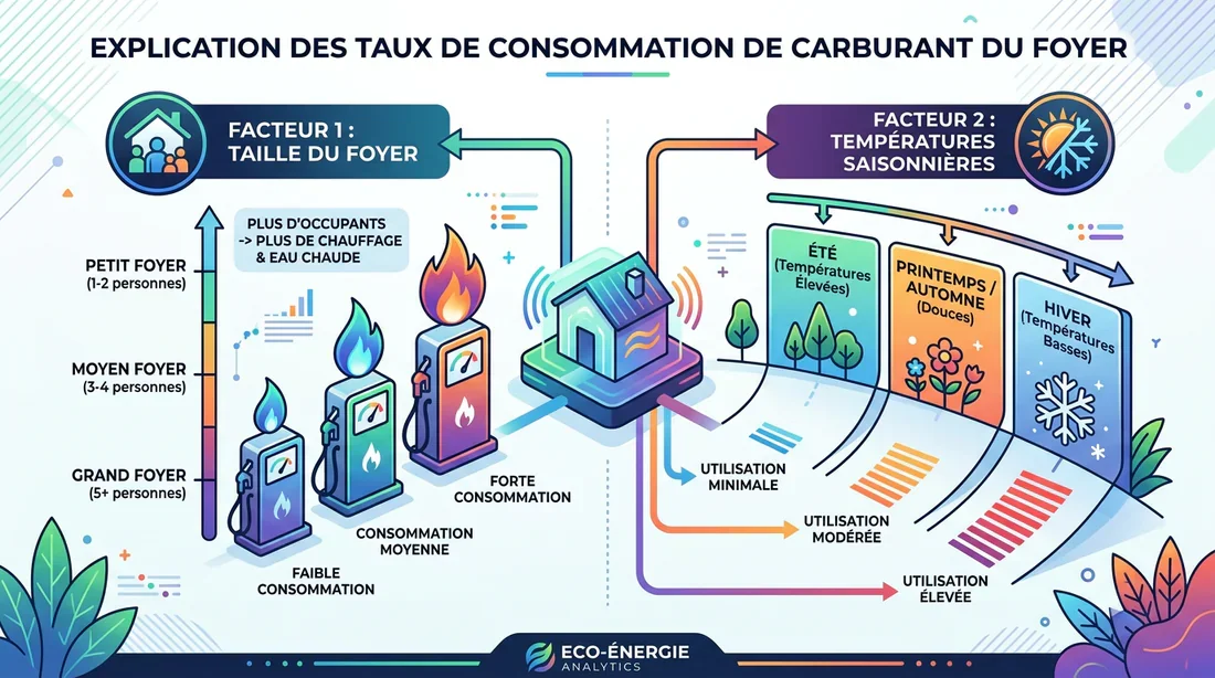 Schéma de consommation moyenne de fioul selon la saison