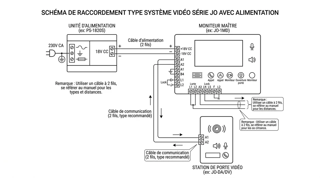 Schéma de câblage Aiphone JO series