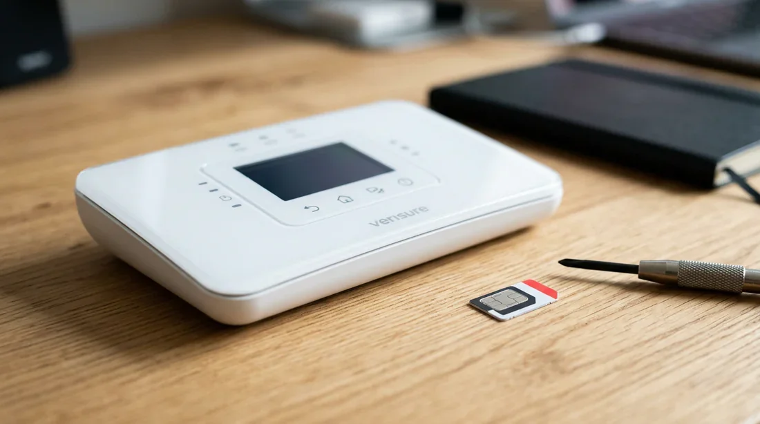 Centrale d'alarme Verisure moderne avec carte SIM et outil de maintenance
