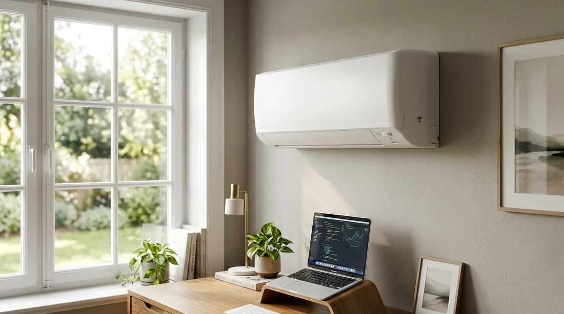 Climatiseur monobloc mural compact dans un bureau à domicile