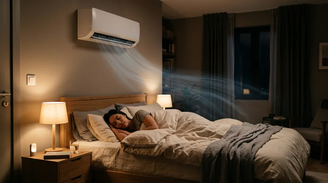 Sommeil paisible la nuit avec un climatiseur monobloc silencieux en mode nuit