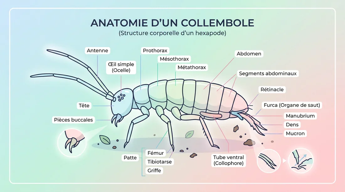 Infographie anatomique d'un collembole