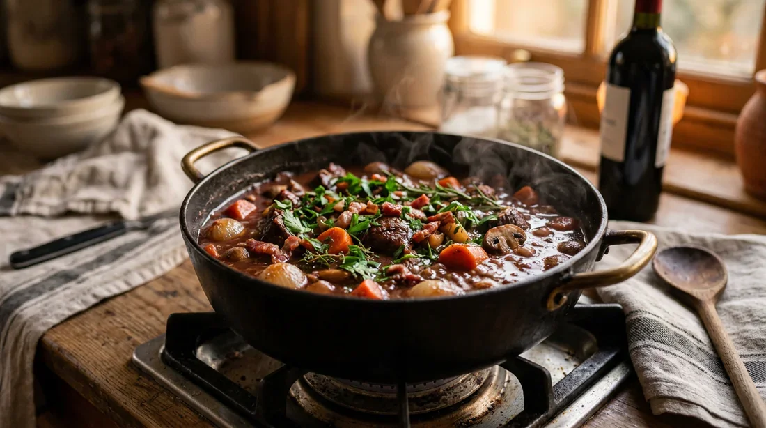Mijoté savoureux préparé à la cocotte en fonte