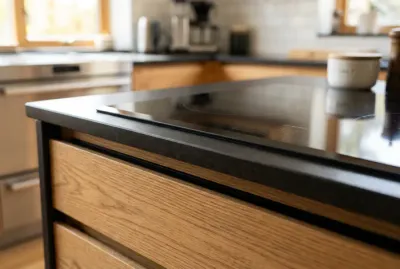 Gros plan sur l'espace d'encastrement d'une plaque à induction