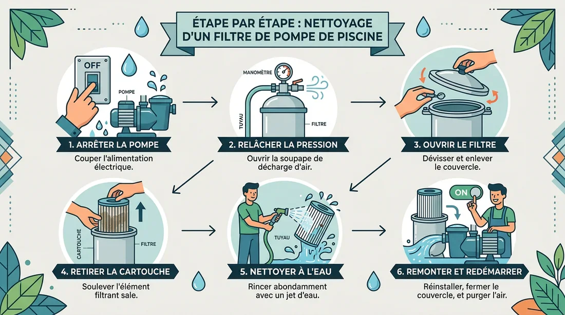 Panier de préfiltre de pompe de piscine rempli de débris