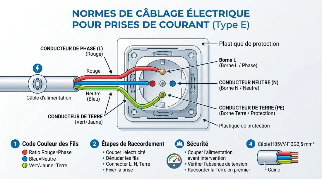 Schéma explicatif des normes de câblage électrique résidentiel