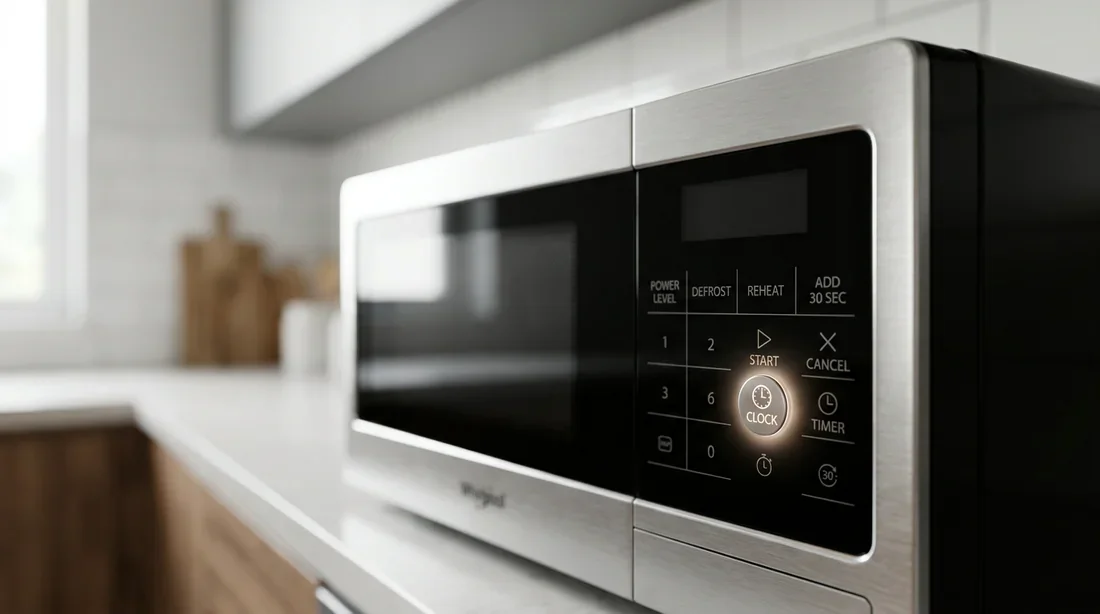 Bandeau de commande micro-ondes Whirlpool avec touche horloge