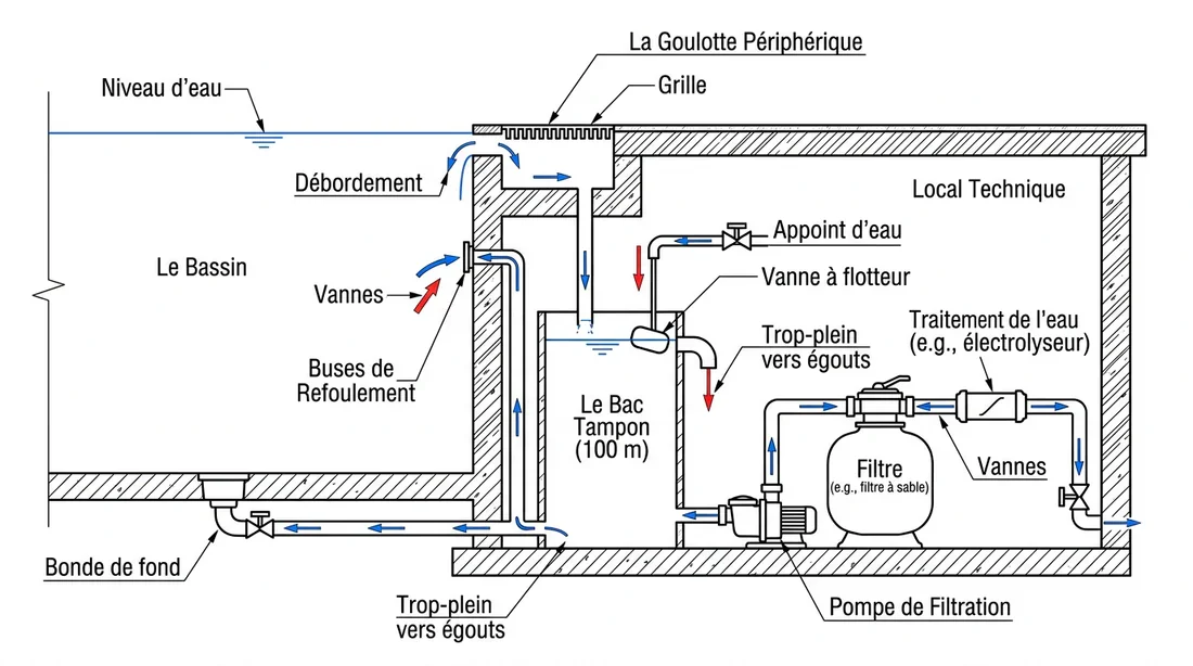 Piscine moderne avec finition ligne d'eau haute