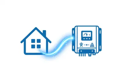 Logo Home Assistant connecté à un onduleur solaire