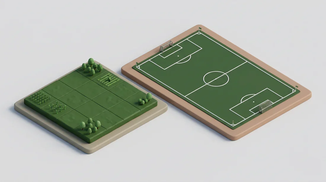 Comparaison visuelle entre la surface d'un hectare et un terrain de football