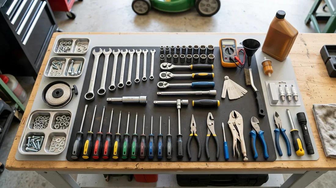 Outils nécessaires pour l'entretien d'un tracteur tondeuse