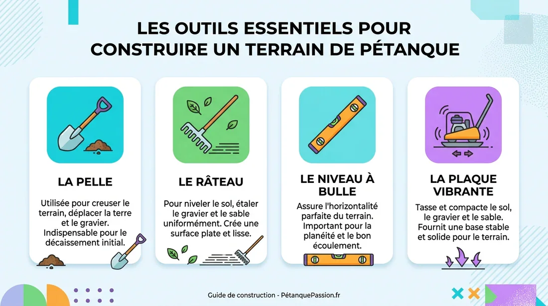 Outils nécessaires pour construire son terrain de pétanque