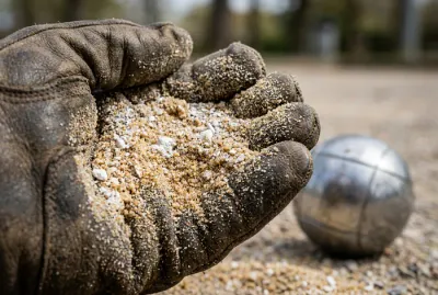 Préparation du mélange de sable et chaux pour terrain de pétanque