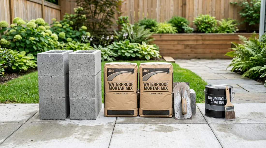 Matériaux et outils nécessaires pour construire et étanchéifier une jardinière en parpaing