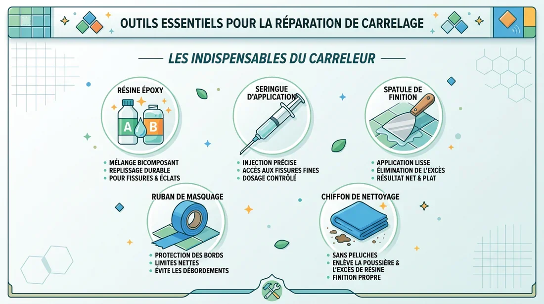 Matériel pour réparation de carrelage Liste des outils nécessaires pour réparer un carrelage fissuré