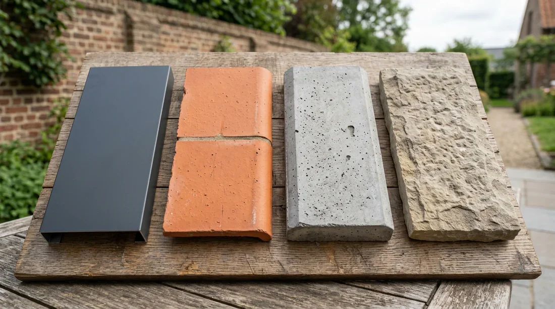 Comparatif des matériaux de couvertine entre aluminium, béton, terre cuite et pierre