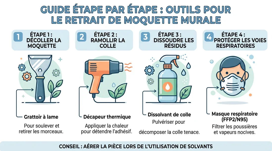 Outils nécessaires pour retirer une moquette murale