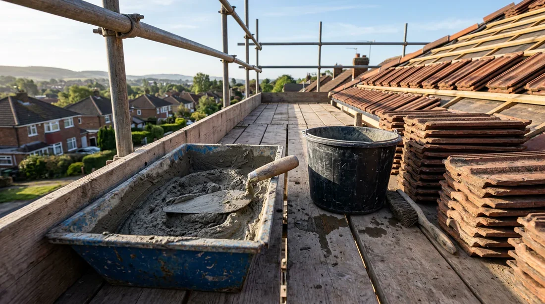 Matériaux et mortier prêts pour la réalisation du solin de toiture