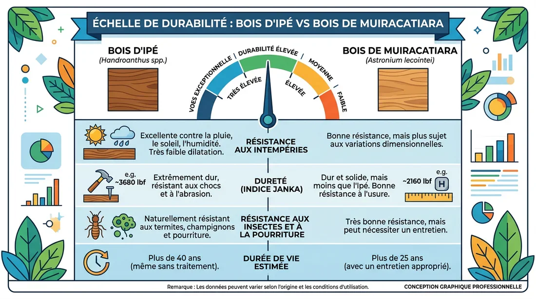 Tableau comparatif de la durabilité des bois exotiques