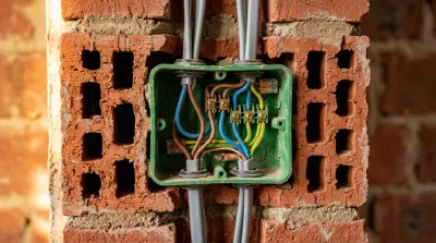 Perceuse avec trépan en carbure positionnée sur une brique creuse